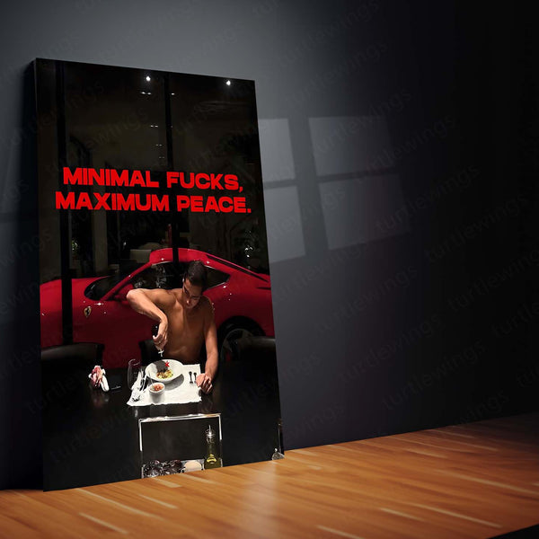 Quote Metal Poster | Maximum Peace Metal Frame Minimalist Mindset Wall Art | Quiet Power & Boundaries Quote Metal Poster