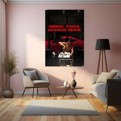Quote Metal Poster | Maximum Peace Metal Frame Minimalist Mindset Wall Art | Quiet Power & Boundaries Quote Metal Poster - TURTLEWINGS 