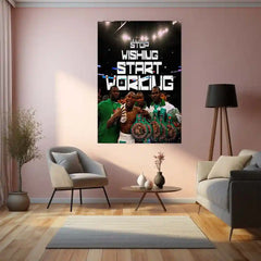 Quote Metal Poster | Floyd Mayweather Jr. – “STOP WISHING START WORKING” | Champion Mindset Metal Poster - TURTLEWINGS 