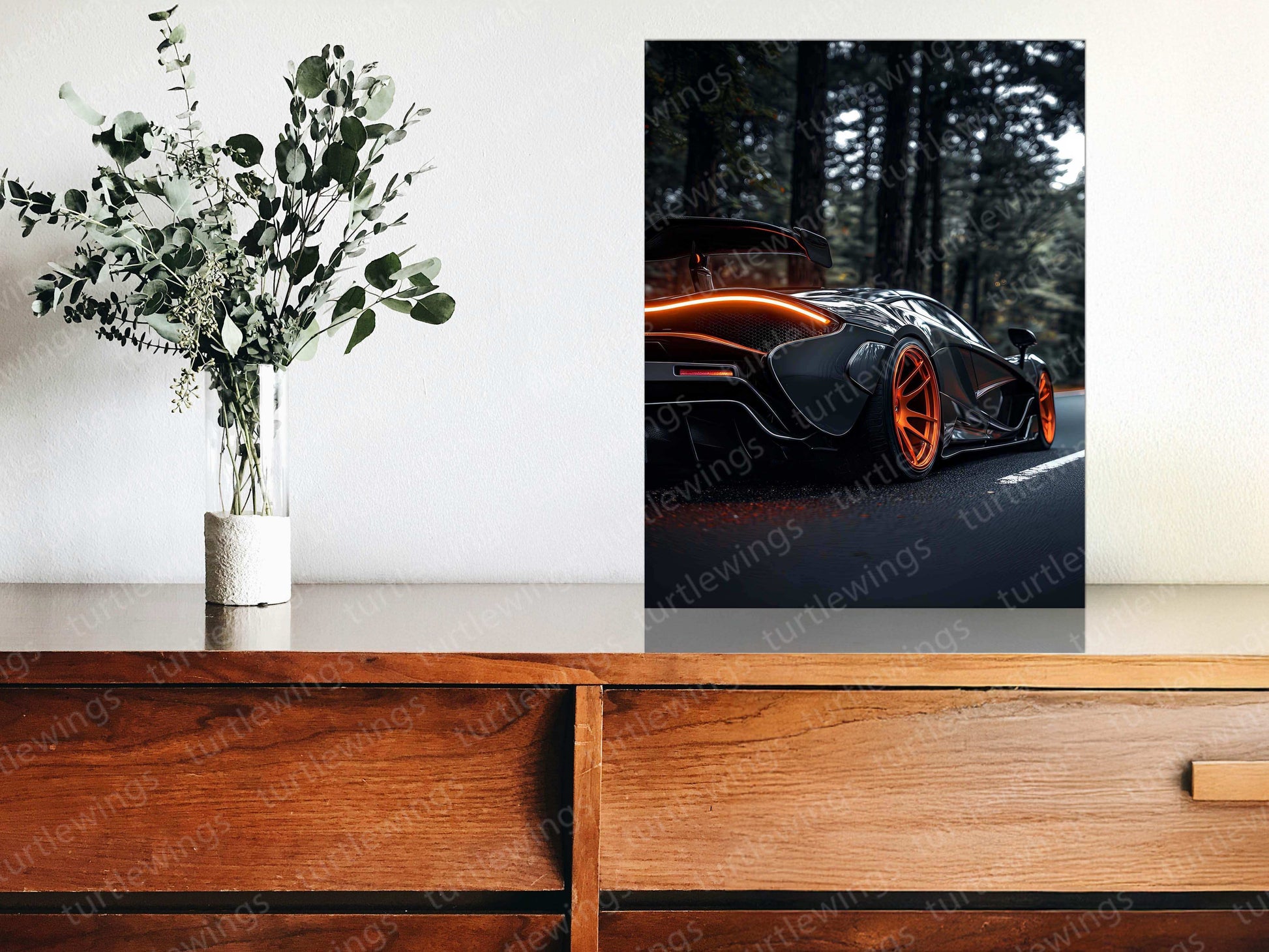 McLaren P1 Neon LED Metal Frame â Luxury Supercar Wall Art - TURTLEWINGS 