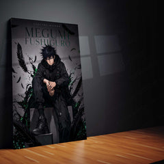 Anime Metal Poster | Megumi Fushiguro Shadow Technique Metal Poster | Jujutsu Kaisen Anime Wall Art | Premium Aluminum Print