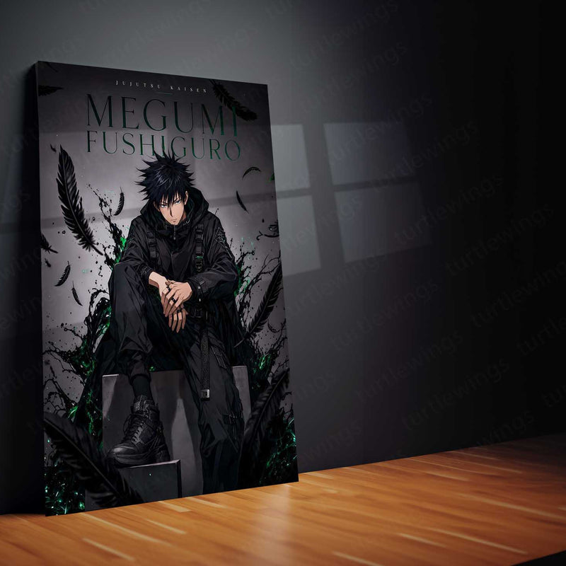 Anime Metal Poster | Megumi Fushiguro Shadow Technique Metal Poster | Jujutsu Kaisen Anime Wall Art | Premium Aluminum Print