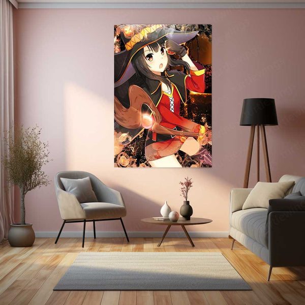 Anime metal poter | Megumin – The Archwizard of Explosion Magic Metal Poster | Konosuba Anime Wall Frame