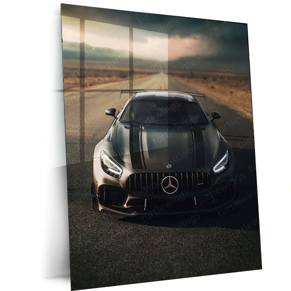 Cars Metal Poster | Mercedes-AMG GT Black Series – Desert Road Edition Metal Poster | Supercar Wall Frame