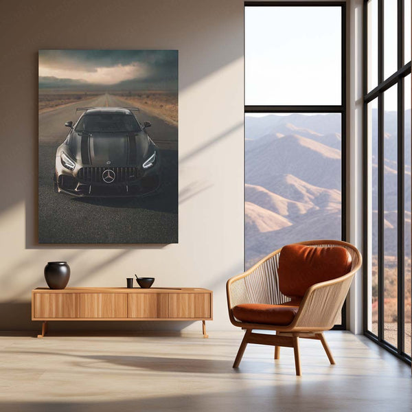 Cars Metal Poster | Mercedes-AMG GT Black Series – Desert Road Edition Metal Poster | Supercar Wall Frame