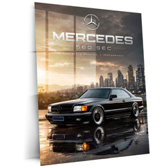 Mercedes-Benz 560 SEC Metal Poster | Classic Luxury Coupe Wall Art