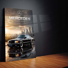 Mercedes-Benz 560 SEC Metal Poster | Classic Luxury Coupe Wall Art
