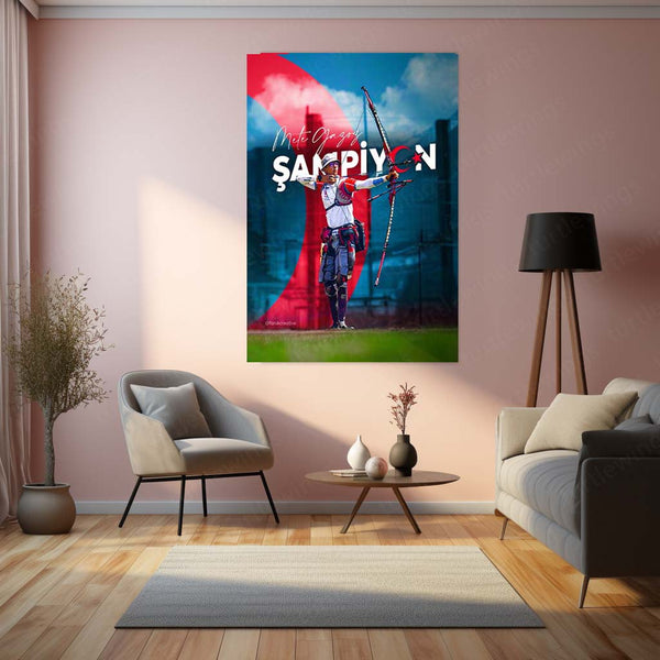 Mete Gazoz – Turkish Archery Champion Şampiyon Design Metal Frame - TURTLEWINGS 