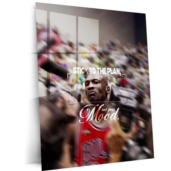 Quote Metal Poster | Michael Jordan – Stick to the Plan, Not Your Mood | Discipline, Consistency & Championship Mindset Metal Frame - TURTLEWINGS 