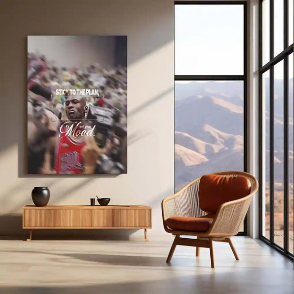 Quote Metal Poster | Michael Jordan – Stick to the Plan, Not Your Mood | Discipline, Consistency & Championship Mindset Metal Frame - TURTLEWINGS 