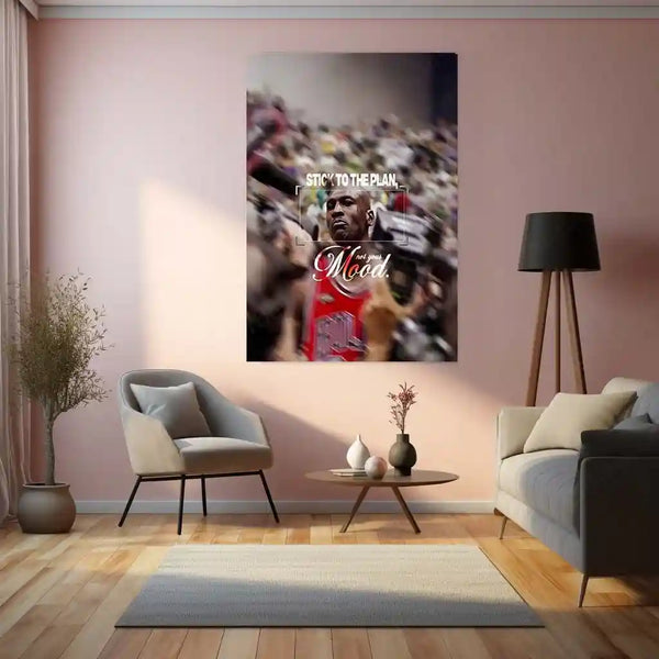 Quote Metal Poster | Michael Jordan – Stick to the Plan, Not Your Mood | Discipline, Consistency & Championship Mindset Metal Frame - TURTLEWINGS 