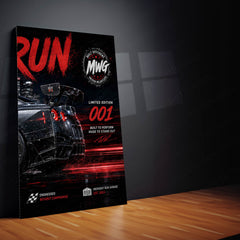 Car Metal Poster Set of 3 | Nissan GT-R Midnight Run Triptych Wall Art