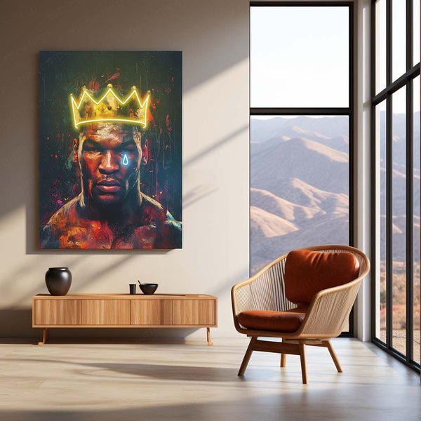 Mike Tyson Neon LED Metal Frame | Boxing Legend Wall Art | Bold Champion Poster for Fighters & Fans