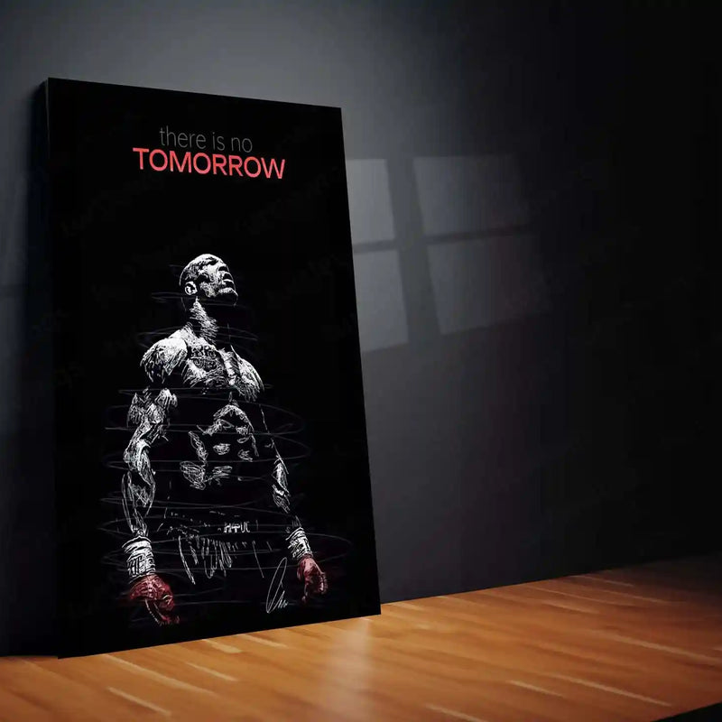 Quote Metal Poster | There Is No Tomorrow Boxing Metal Poster | Fighter Motivation Wall Art | Black & Red Discipline Metal Print
