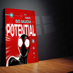 Miles Morales – “You Have So Much Potential” Metal Poster | Spider-Verse Motivation Wall Art
