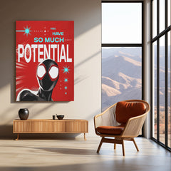 Miles Morales – “You Have So Much Potential” Metal Poster | Spider-Verse Motivation Wall Art