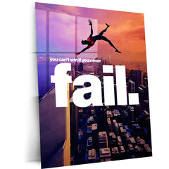 Quote Metal Poster | Miles Morales “You Can’t Win If You Never Fail” Metal Poster | Spider-Verse Motivational Wall Art | Failure to Success Metal Print