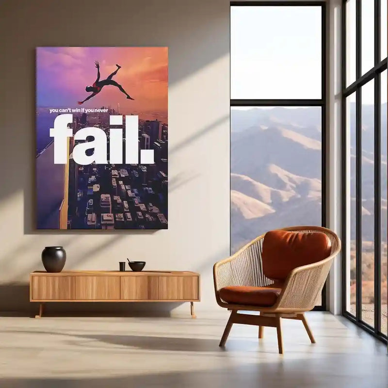 Quote Metal Poster | Miles Morales “You Can’t Win If You Never Fail” Metal Poster | Spider-Verse Motivational Wall Art | Failure to Success Metal Print