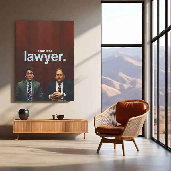 Quote Metal Poster | Miles Teller & Jonah Hill – “Speak Like a Lawyer.” | Courtroom Authority Metal Poster - TURTLEWINGS 