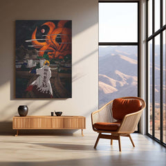 Anime Metal Poster | Minato Namikaze Fourth Hokage & Nine-Tails Kurama Metal Poster | Naruto Konoha Anime Wall Art | Premium