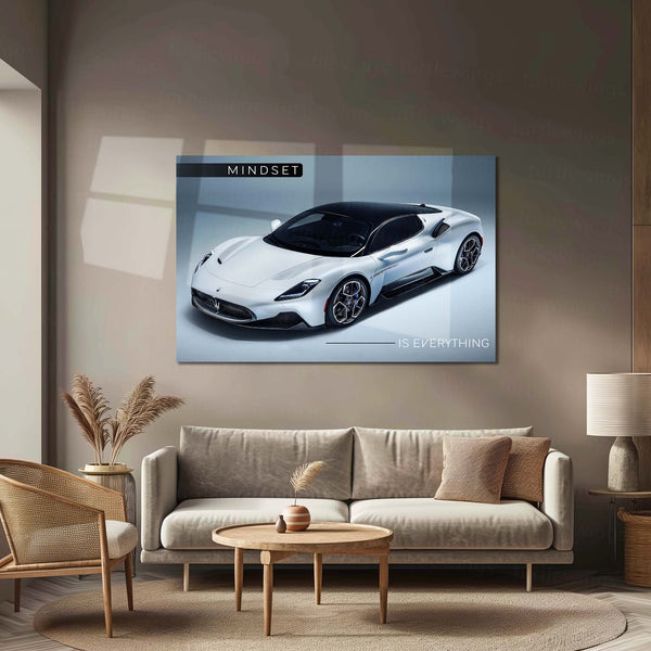 Mindset is Everything – Maserati MC20 Metal Frame | Italian Supercar Wall Art