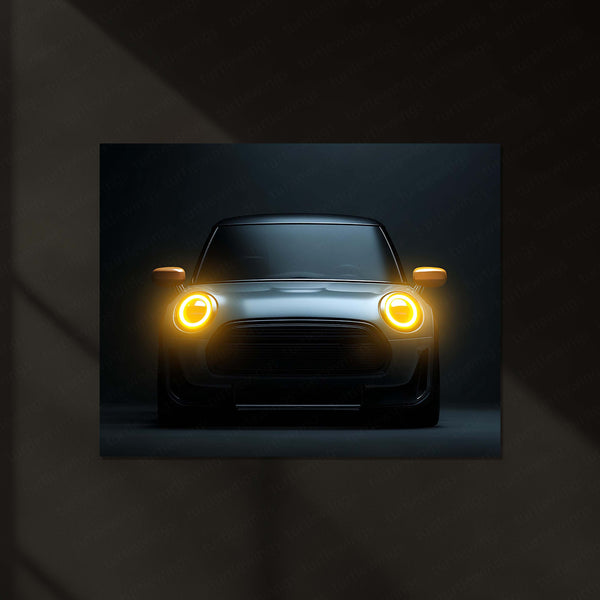 Mini Cooper – The Bright Rebel Neon LED Metal Poster | Iconic Urban Style Car Wall Art | Retro Rebel Edition