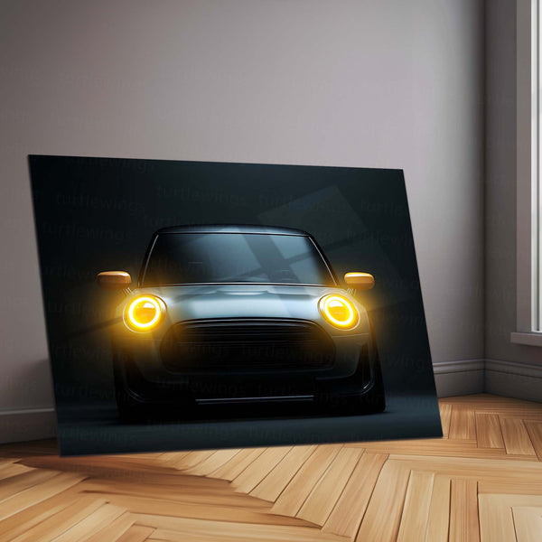 Mini Cooper – The Bright Rebel Neon LED Metal Poster | Iconic Urban Style Car Wall Art | Retro Rebel Edition