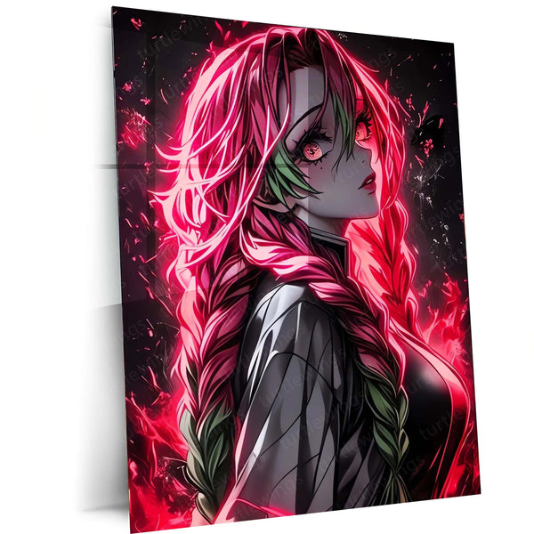 Anime metal poter | Mitsuri Kanroji – Demon Slayer Metal Poster | Love Hashira Anime Wall Frame