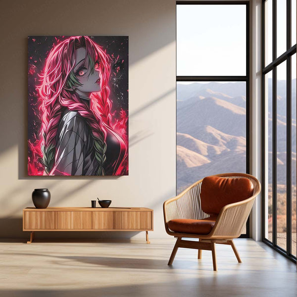 Anime metal poter | Mitsuri Kanroji – Demon Slayer Metal Poster | Love Hashira Anime Wall Frame