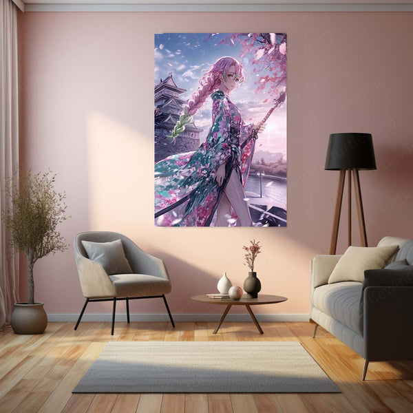 Mitsuri Kanroji Metal Frame | Love Hashira Demon Slayer Wall Art | Anime Aesthetic Poster - TURTLEWINGS 