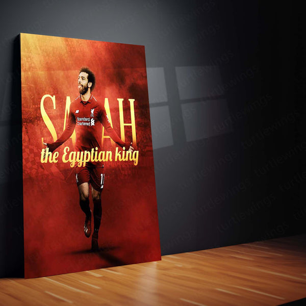 Mohamed Salah – The Egyptian King Metal Frame | Liverpool FC Wall Art | Iconic Poster for Reds Fans & Football Royalty Collectors - TURTLEWINGS 