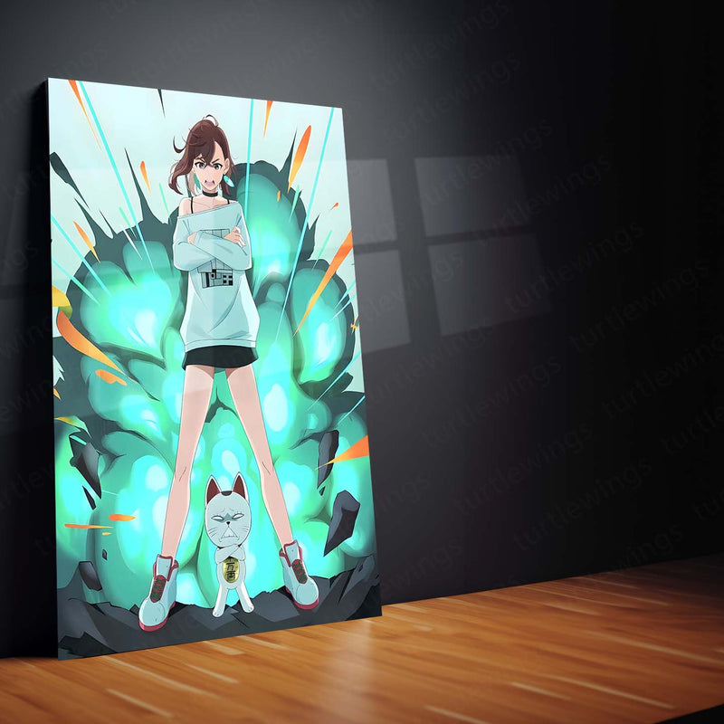 Anime Metal Poster | DanDaDan – Momo Ayase & Okarun Metal Poster | Supernatural Anime Wall Frame 012