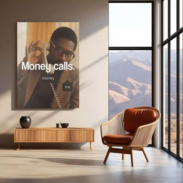 Quote Metal Poster | Money Calls | Success & Ambition Motivation Wall Art | Entrepreneur Mindset Metal Frame - TURTLEWINGS 