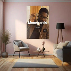 Quote Metal Poster | Money Calls | Success & Ambition Motivation Wall Art | Entrepreneur Mindset Metal Frame - TURTLEWINGS 