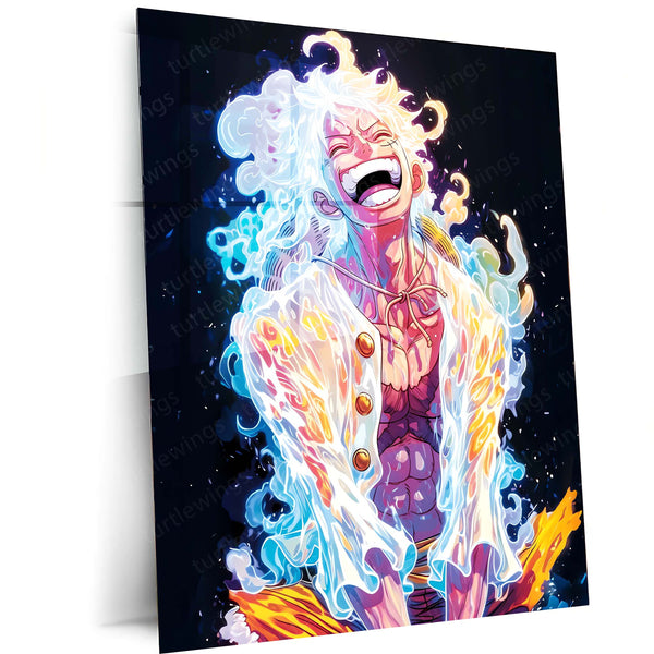 Anime metal poter | Monkey D. Luffy – Gear 5 Awakening Metal Poster | One Piece Anime Wall Frame