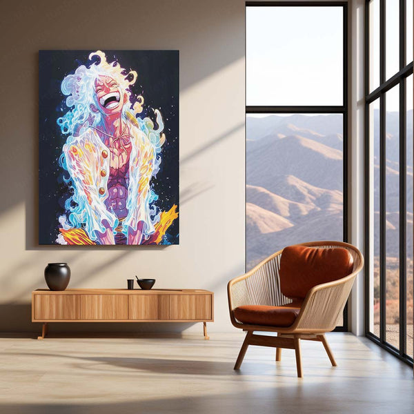 Anime metal poter | Monkey D. Luffy – Gear 5 Awakening Metal Poster | One Piece Anime Wall Frame