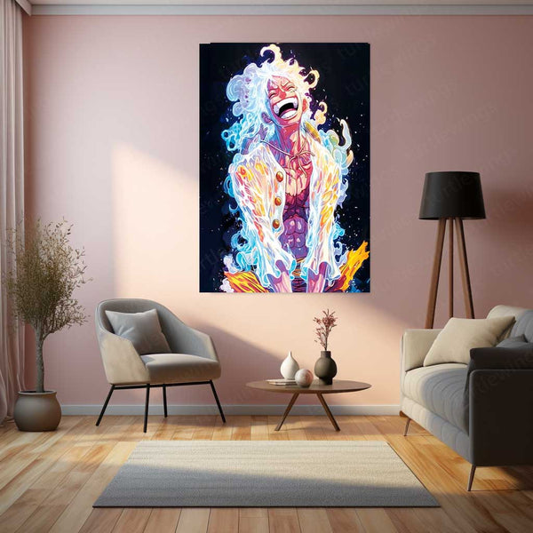 Anime metal poter | Monkey D. Luffy – Gear 5 Awakening Metal Poster | One Piece Anime Wall Frame