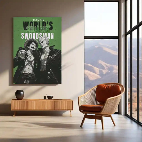 Anime Metal Poster | Monkey D. Luffy & Roronoa Zoro | World’s Strongest Swordsman Anime Metal Frame - TURTLEWINGS 