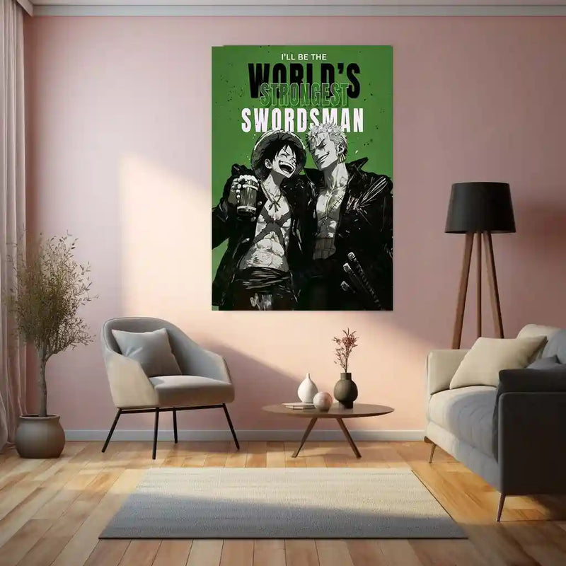 Anime Metal Poster | Monkey D. Luffy & Roronoa Zoro | World’s Strongest Swordsman Anime Metal Frame - TURTLEWINGS 
