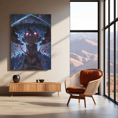 Anime Metal Poster | Monkey D. Luffy Thunder Eyes Metal Poster | One Piece Gear 5 Anime Wall Art | Premium Aluminum Print