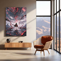 Anime Metal Poster | Monkey D. Luffy Crimson Storm Metal Poster | One Piece Anime Wall Art | Premium Aluminum Print