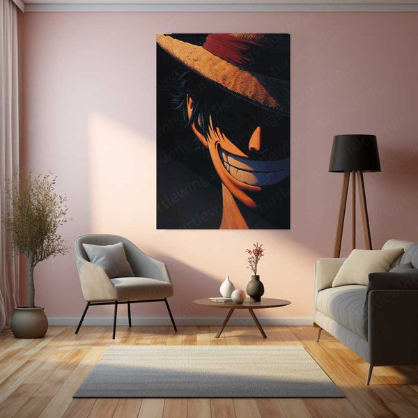 Monkey D. Luffy – The Shadowed Smile Metal Poster | One Piece Wall Frame