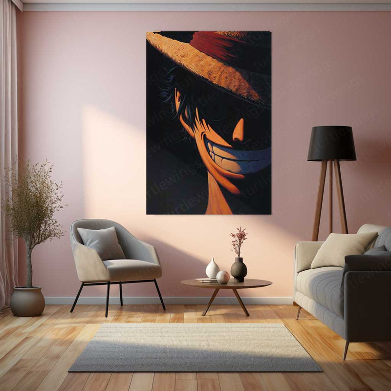 Monkey D. Luffy – The Shadowed Smile Metal Poster | One Piece Wall Frame