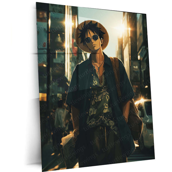 Monkey D. Luffy Urban Edition | Street Style One Piece Metal Frame | Anime Wall Art - TURTLEWINGS 