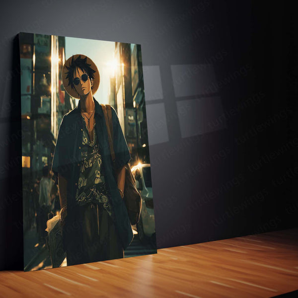 Monkey D. Luffy Urban Edition | Street Style One Piece Metal Frame | Anime Wall Art - TURTLEWINGS 