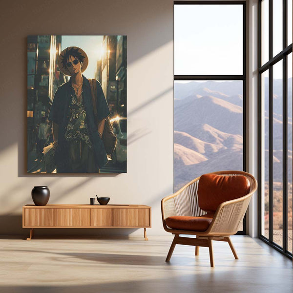 Monkey D. Luffy Urban Edition | Street Style One Piece Metal Frame | Anime Wall Art - TURTLEWINGS 