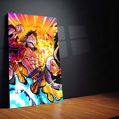 Anime Metal Poster Set of 3 | One Piece | Monster Trio Luffy Zoro & Sanji Triptych Wall Art
