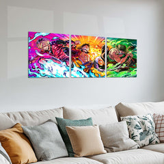 Anime Metal Poster Set of 3 | One Piece | Monster Trio Luffy Zoro & Sanji Triptych Wall Art