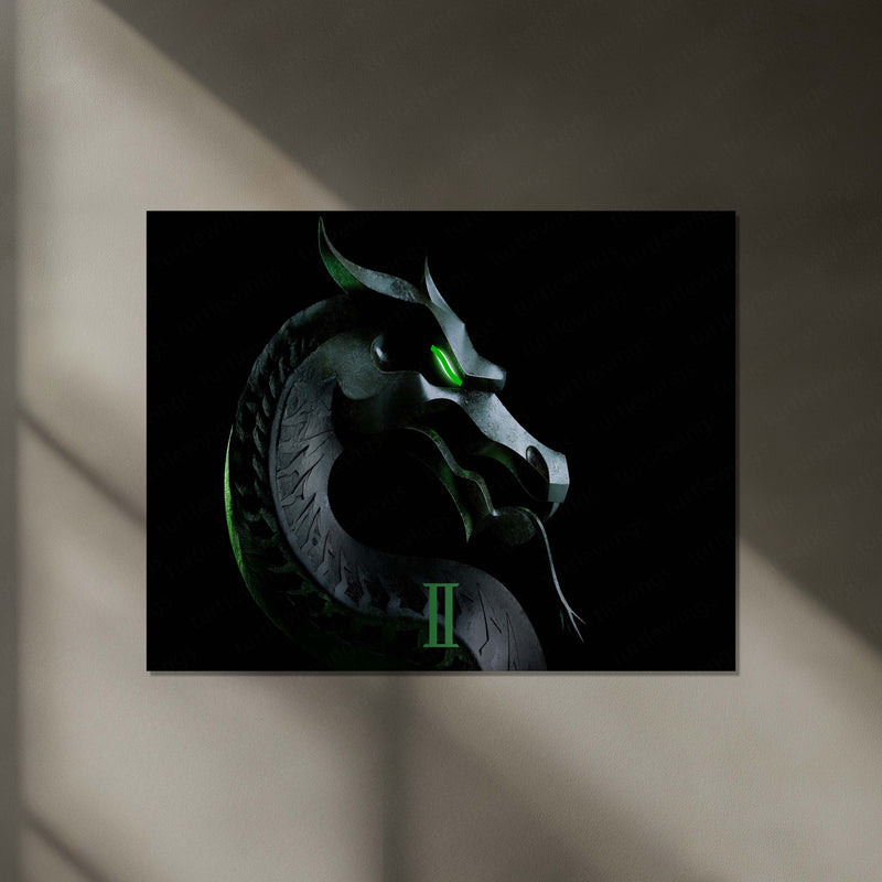 Mortal Kombat II Dragon Emblem – Legendary Gaming Neon LED Metal Poster | Arcade Wall Frame
