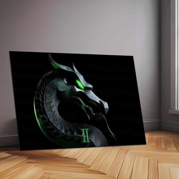 Mortal Kombat II Dragon Emblem – Legendary Gaming Neon LED Metal Poster | Arcade Wall Frame